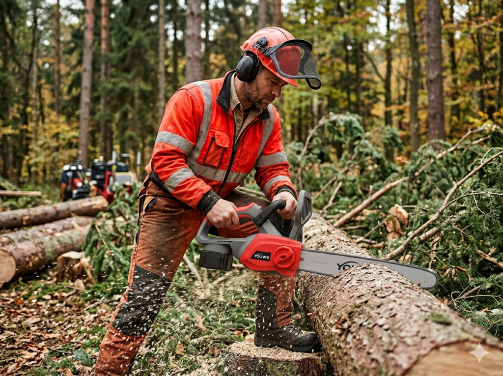 chainsaw cutting